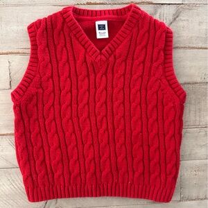 Janie and Jack Red V-Neck cable knit Sweater Vest. 18-24M